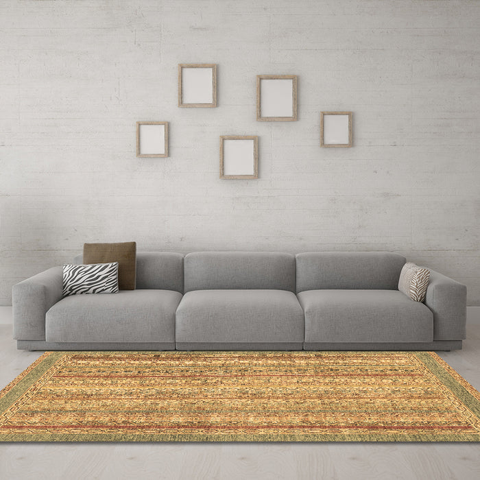 Machine Washable Oriental Brown Modern Rug in a Living Room,, wshabs2415brn