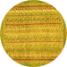 Round Machine Washable Oriental Yellow Modern Rug, wshabs2415yw