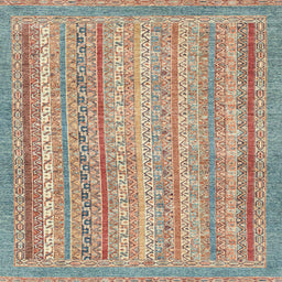Square Abstract Gold Brown Oriental Rug, abs2415