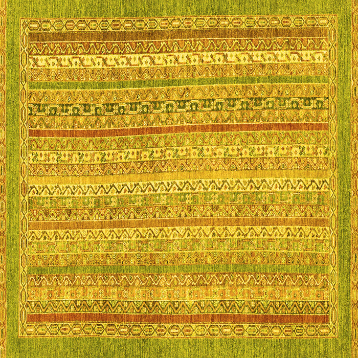 Square Machine Washable Oriental Yellow Modern Rug, wshabs2415yw