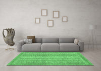 Machine Washable Oriental Emerald Green Modern Rug, wshabs2415emgrn