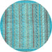 Round Oriental Light Blue Modern Rug, abs2415lblu