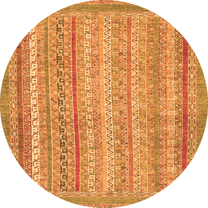Round Machine Washable Oriental Orange Modern Area Rugs, wshabs2415org