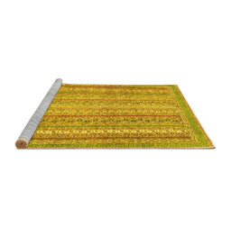 Sideview of Machine Washable Oriental Yellow Modern Rug, wshabs2415yw