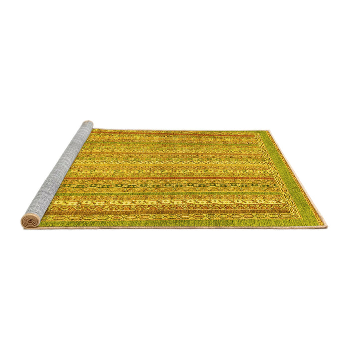 Sideview of Machine Washable Oriental Yellow Modern Rug, wshabs2415yw