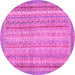 Round Machine Washable Oriental Pink Modern Rug, wshabs2415pnk