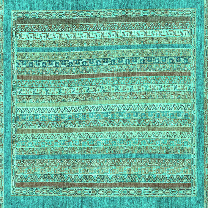 Square Machine Washable Oriental Turquoise Modern Area Rugs, wshabs2415turq
