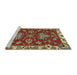 Sideview of Machine Washable Abstract Brass Green Rug, wshabs2416