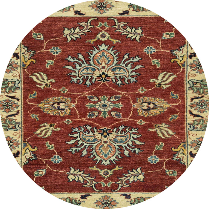 Round Abstract Copper Green Modern Rug, abs2416