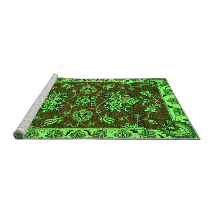 Sideview of Machine Washable Abstract Green Modern Area Rugs, wshabs2416grn