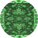 Round Abstract Emerald Green Modern Rug, abs2416emgrn