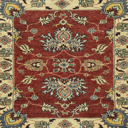 Square Machine Washable Abstract Brass Green Rug, wshabs2416