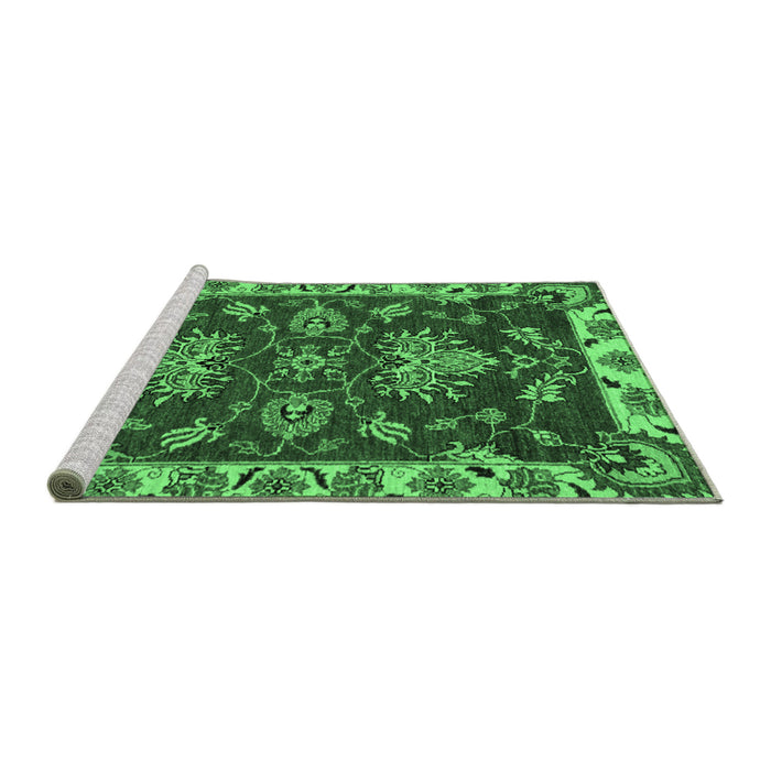 Sideview of Machine Washable Abstract Emerald Green Modern Area Rugs, wshabs2416emgrn