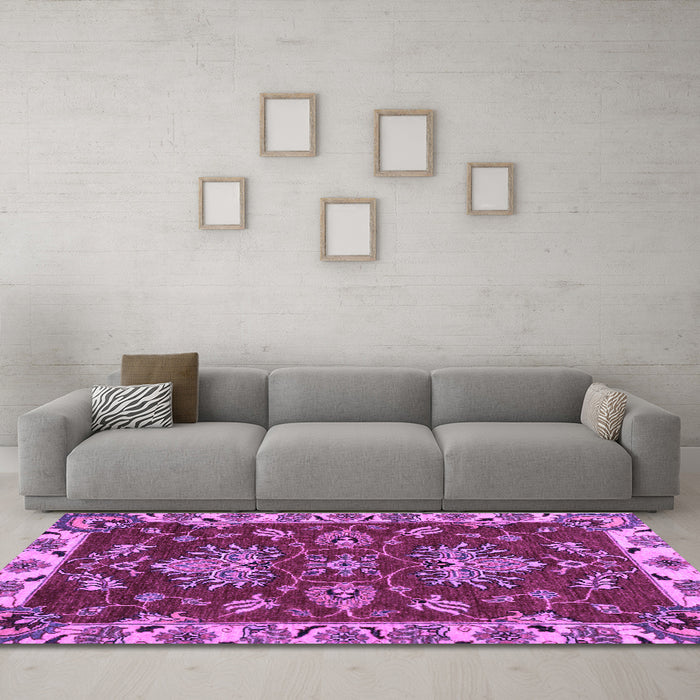Machine Washable Abstract Purple Modern Area Rugs in a Living Room, wshabs2416pur