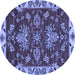 Round Machine Washable Abstract Blue Modern Rug, wshabs2416blu