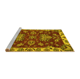 Sideview of Machine Washable Abstract Yellow Modern Rug, wshabs2416yw