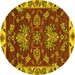 Round Abstract Yellow Modern Rug, abs2416yw