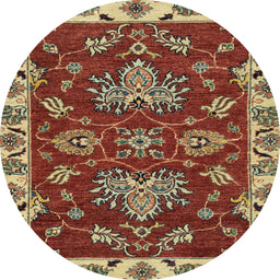 Round Machine Washable Abstract Brass Green Rug, wshabs2416