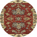 Round Machine Washable Abstract Brass Green Rug, wshabs2416