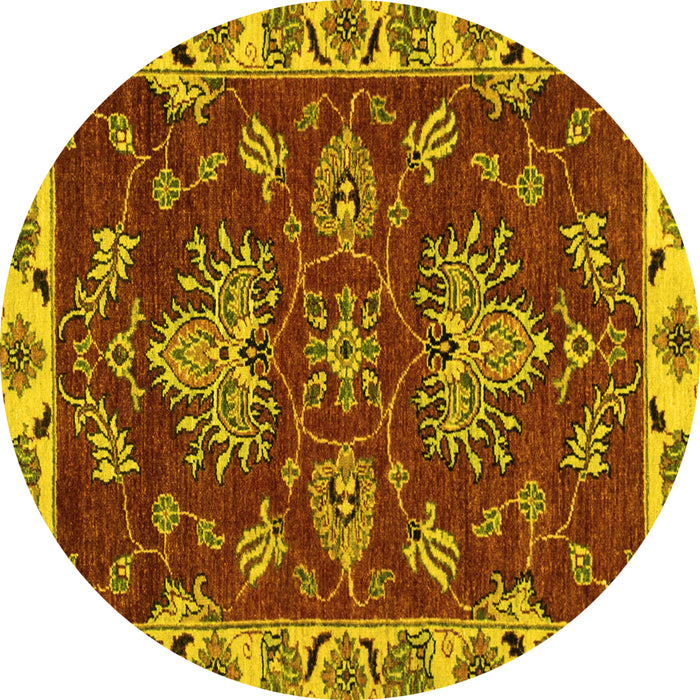 Round Machine Washable Abstract Yellow Modern Rug, wshabs2416yw
