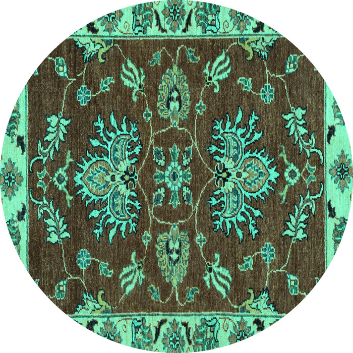 Round Abstract Turquoise Modern Rug, abs2416turq