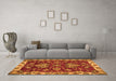 Machine Washable Abstract Orange Modern Area Rugs in a Living Room, wshabs2416org