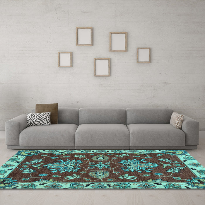 Machine Washable Abstract Light Blue Modern Rug in a Living Room, wshabs2416lblu