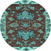 Round Abstract Light Blue Modern Rug, abs2416lblu