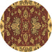 Round Machine Washable Abstract Brown Modern Rug, wshabs2416brn