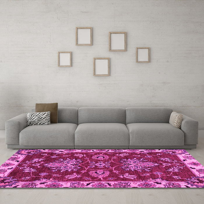Machine Washable Abstract Pink Modern Rug in a Living Room, wshabs2416pnk