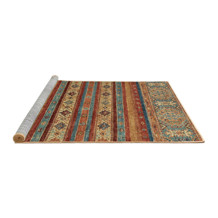 Sideview of Machine Washable Abstract Orange Brown Rug, wshabs2417