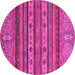 Round Machine Washable Abstract Pink Modern Rug, wshabs2417pnk