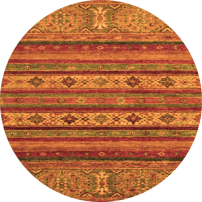 Round Machine Washable Abstract Orange Modern Area Rugs, wshabs2417org