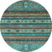 Round Abstract Light Blue Modern Rug, abs2417lblu