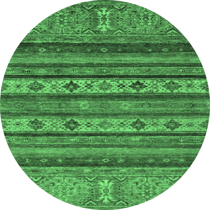 Round Abstract Emerald Green Modern Rug, abs2417emgrn