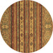 Round Abstract Brown Modern Rug, abs2417brn