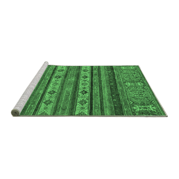 Sideview of Machine Washable Abstract Emerald Green Modern Area Rugs, wshabs2417emgrn