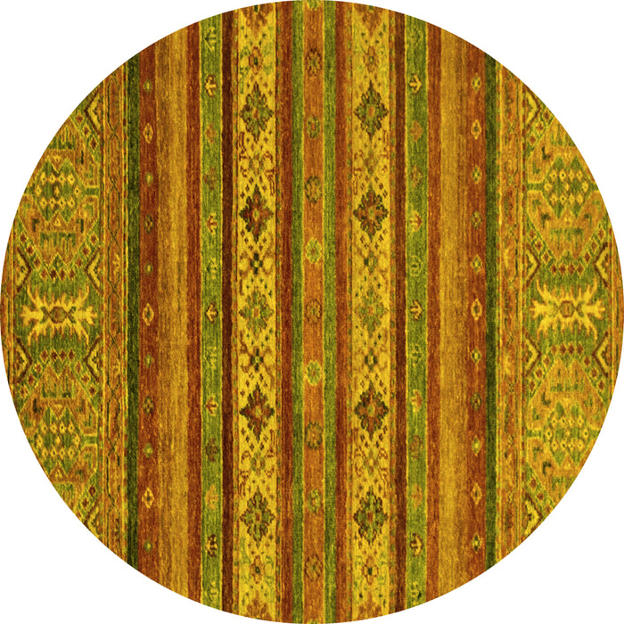 Round Machine Washable Abstract Yellow Modern Rug, wshabs2417yw