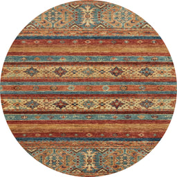 Round Abstract Orange Brown Modern Rug, abs2417