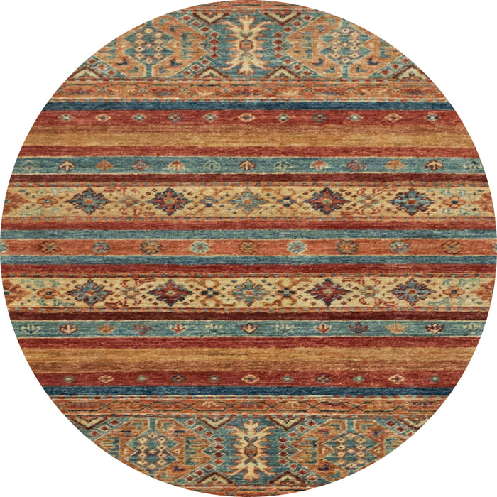 Round Abstract Orange Brown Modern Rug, abs2417