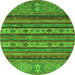 Round Machine Washable Abstract Green Modern Area Rugs, wshabs2417grn