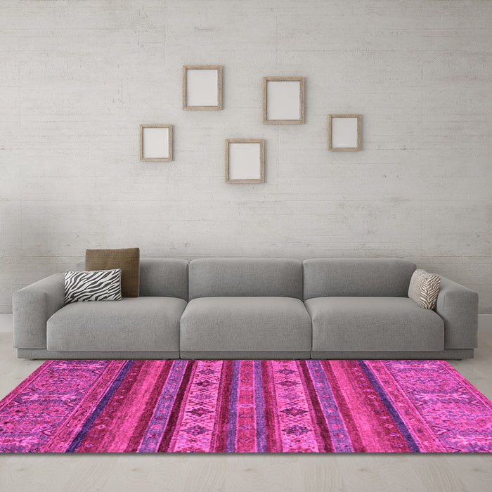 Machine Washable Abstract Pink Modern Rug in a Living Room, wshabs2417pnk