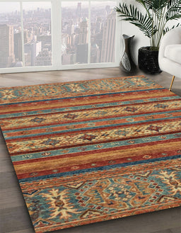 Machine Washable Abstract Orange Brown Rug in a Family Room, wshabs2417