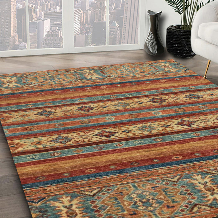 Abstract Orange Brown Modern Rug in Family Room, abs2417