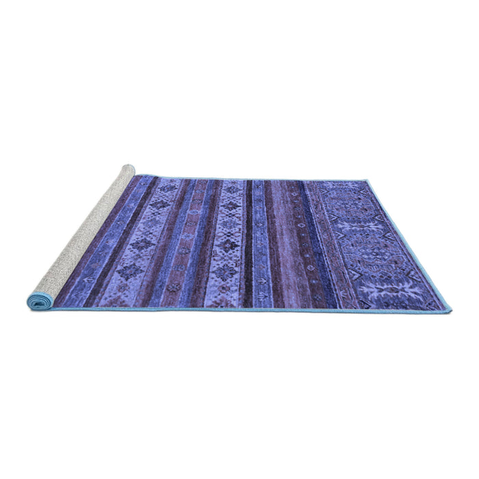 Sideview of Machine Washable Abstract Blue Modern Rug, wshabs2417blu