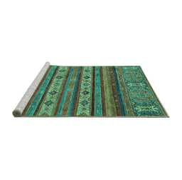 Sideview of Machine Washable Abstract Turquoise Modern Area Rugs, wshabs2417turq
