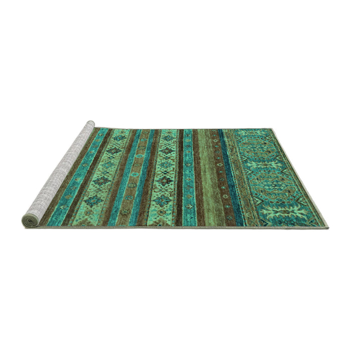 Sideview of Machine Washable Abstract Turquoise Modern Area Rugs, wshabs2417turq