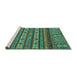 Sideview of Machine Washable Abstract Turquoise Modern Area Rugs, wshabs2417turq