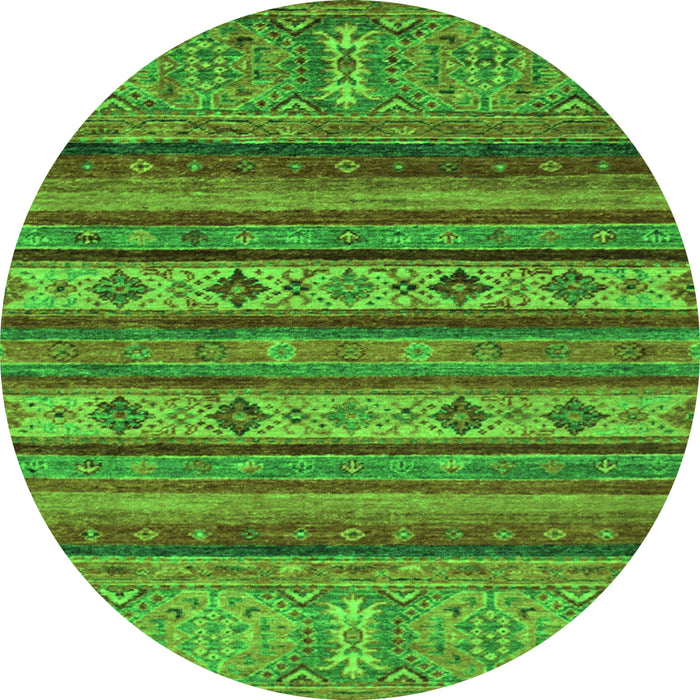 Round Abstract Green Modern Rug, abs2417grn