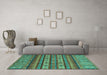 Machine Washable Abstract Turquoise Modern Area Rugs in a Living Room,, wshabs2417turq